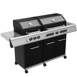 Grillfürst G750E 7-Brenner Doppelkammer - Gasgrill - Eintracht Frankfurt Edition - Edelstahlroste