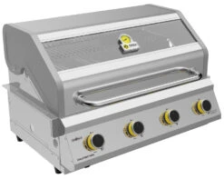 Grillfürst G401G Borussia Dortmund Edition 4-Brenner Edelstahl - Einbaugrill Mit Gusseisen Rosten -Broil King Verkäufe Grillfuerst Gasgrill G401G Borussia Dortmund Edition seitlich