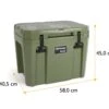 Petromax Kühlbox 25 Liter Oliv - Inkl. Sitzkissen, Haft-Unterlage Und Einsatzkorb -Broil King Verkäufe Petromax Kuehlbox kx25 oliv Abmessungen aussen