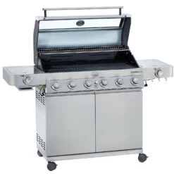 Rösle Gasgrill Videro G6-S VARIO+ - Limited Edition Modell 2023 - SMART Deal Inkl. Grillfürst Grill Control + Abdeckhaube Und Grillplatte -Broil King Verkäufe Roesle Videro 25528 G6 S Edelstahl Deckel offen