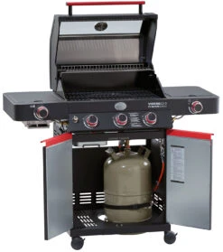 Rösle Videro G3-S VARIO+ Schwarz Gasgrill - FC Bayern Edition - Inkl. FC Bayern Abdeckhaube, Barbecue Grillzange Und Burgerpresse -Broil King Verkäufe Roesle Videro G3 S FC Bayern Unterschrank offen 1