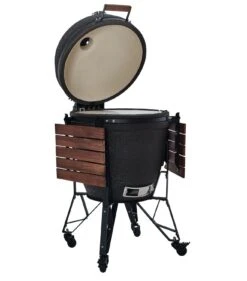 The Bastard Keramikgrill Urban XL - Complete - Schwarz Matt - Modell 2023 -Broil King Verkäufe The Bastard XL Urban Keramikgrill BU210 offen Seitentische abgeklappt