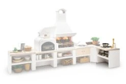 Palazzetti Gartenküche: Modul 2- Flammige Gaskochstelle Mit Edelstahl Abdeckung, Marmortech Rot